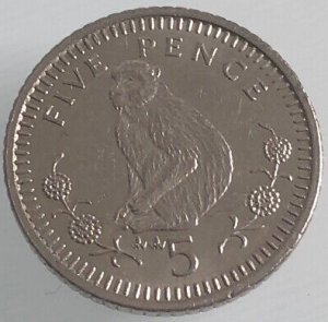 Gibraltar Monkey 5p coin